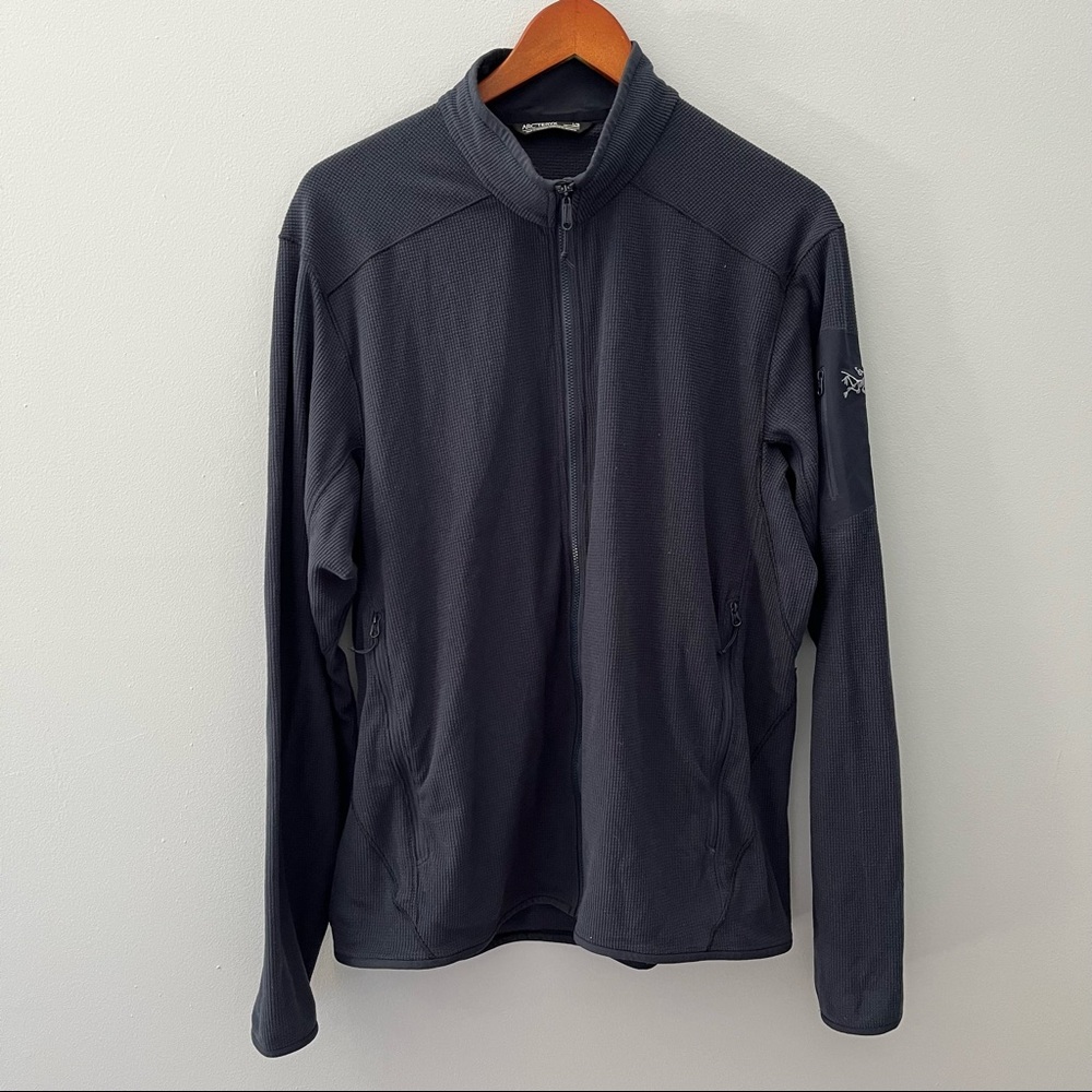 Arc’teryx Polartec Full Zip Jacket Mens L Blue Lightweight Fleece Waffle Knit
